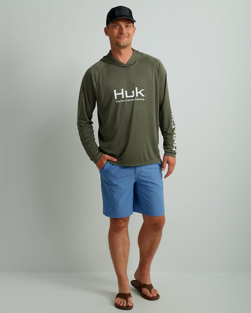 HUK Store هودي طويل الأكمام للرجال مع فتحات، قميص صيد مع غطاء رأس - Image 4